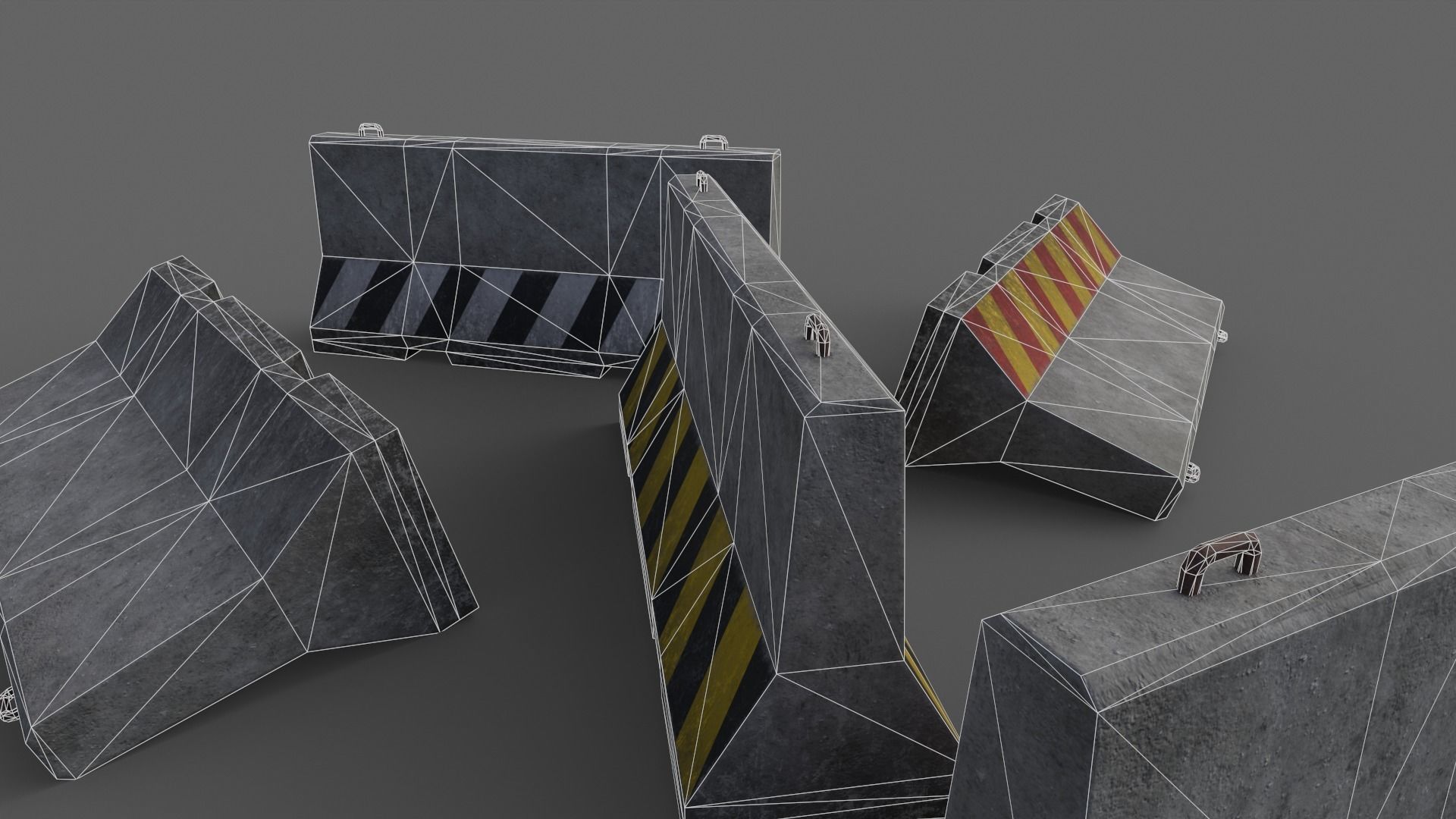 PBR Concrete Barrier V3 Low-poly 3D model_12