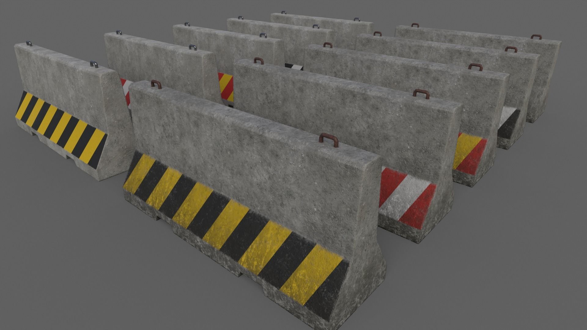 PBR Concrete Barrier V3 Low-poly 3D model_2