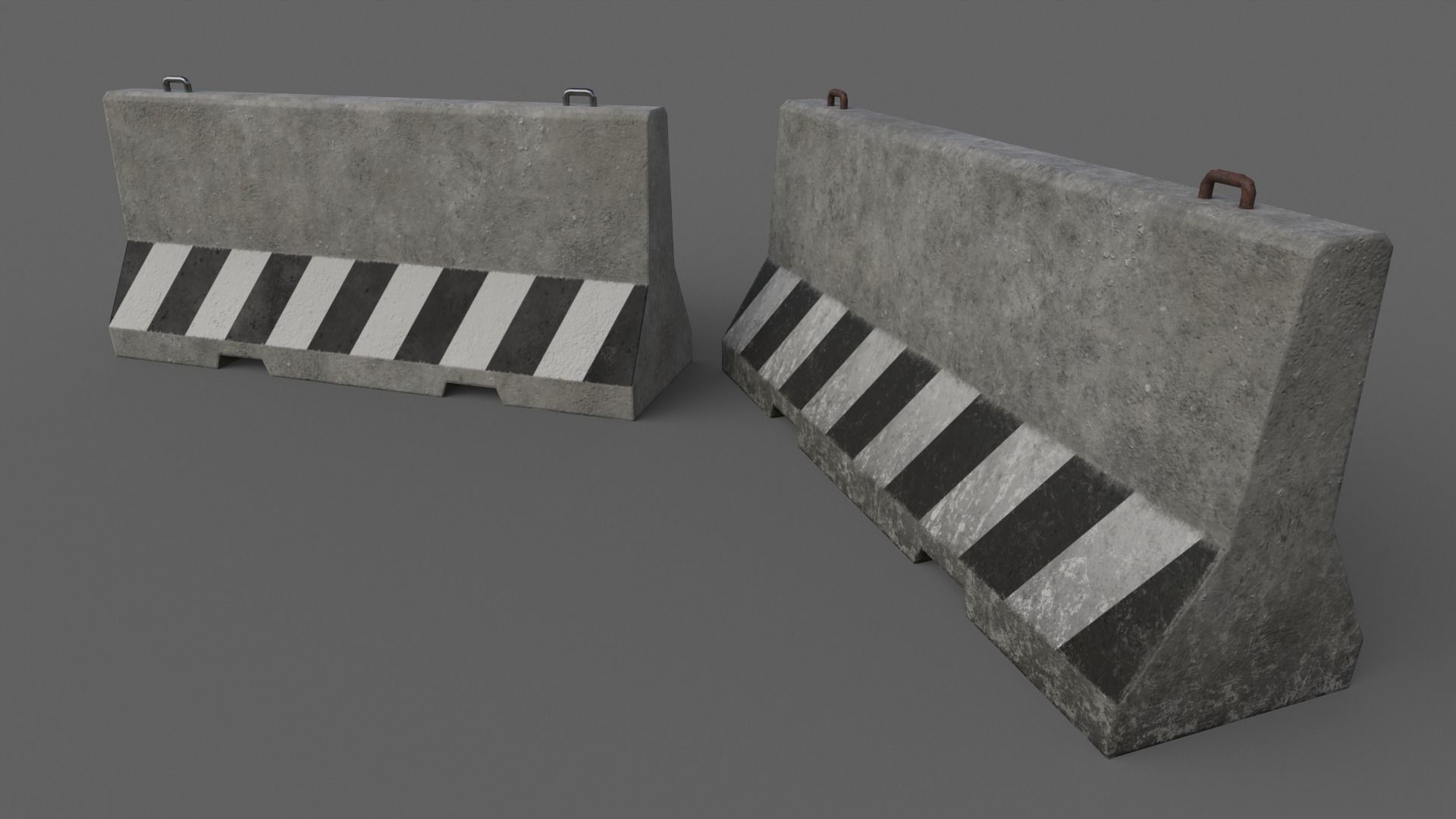 PBR Concrete Barrier V3 Low-poly 3D model_6