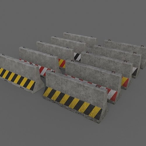 PBR Concrete Barrier V3 Low-poly 3D model