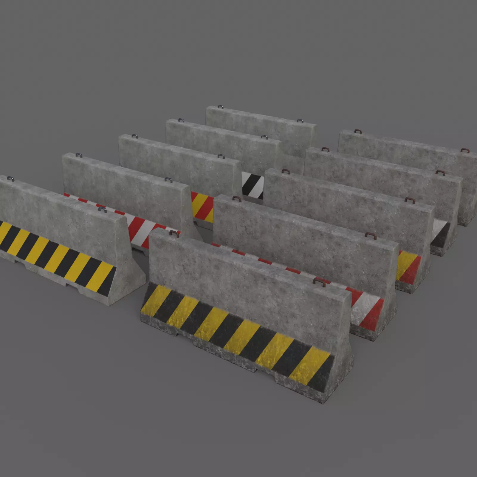 PBR Concrete Barrier V3 Low-poly 3D model_0