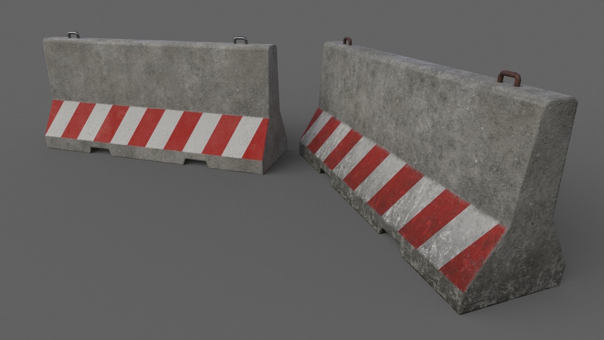 PBR Concrete Barrier V3 Low-poly 3D model_4