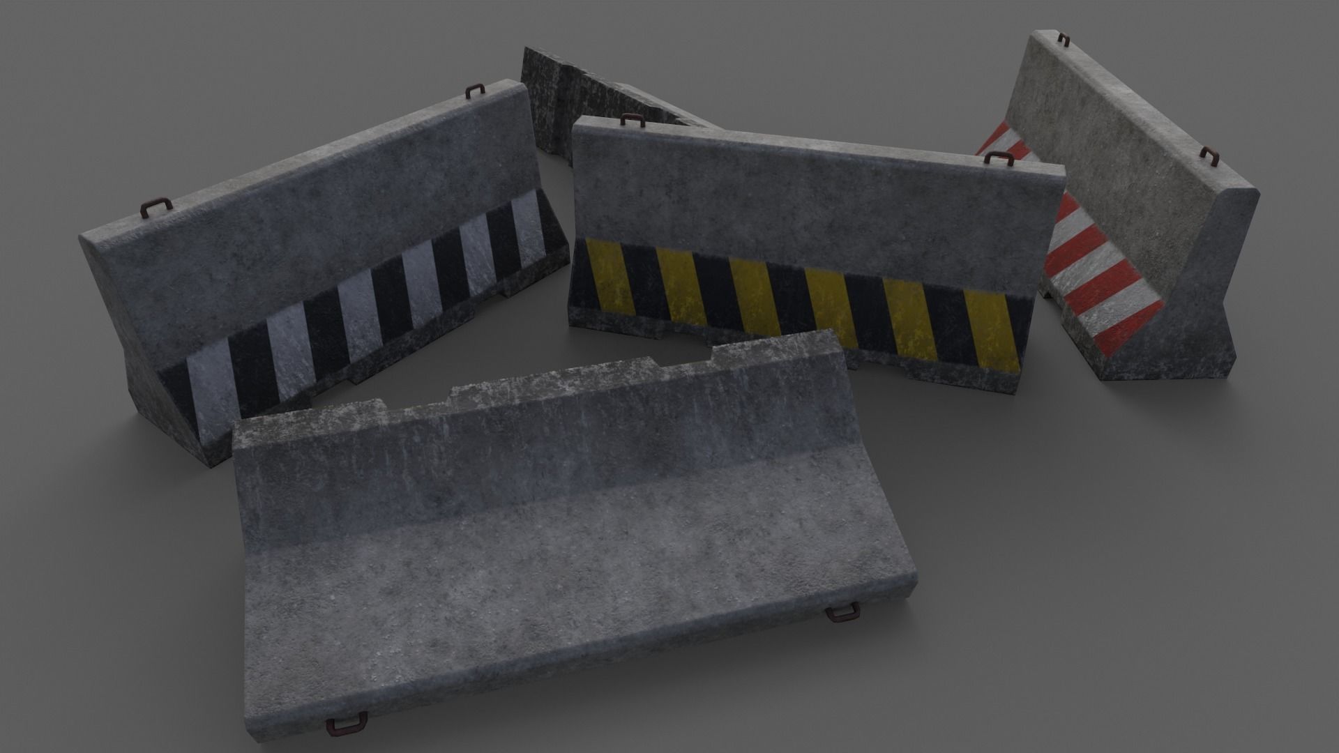 PBR Concrete Barrier V3 Low-poly 3D model_15