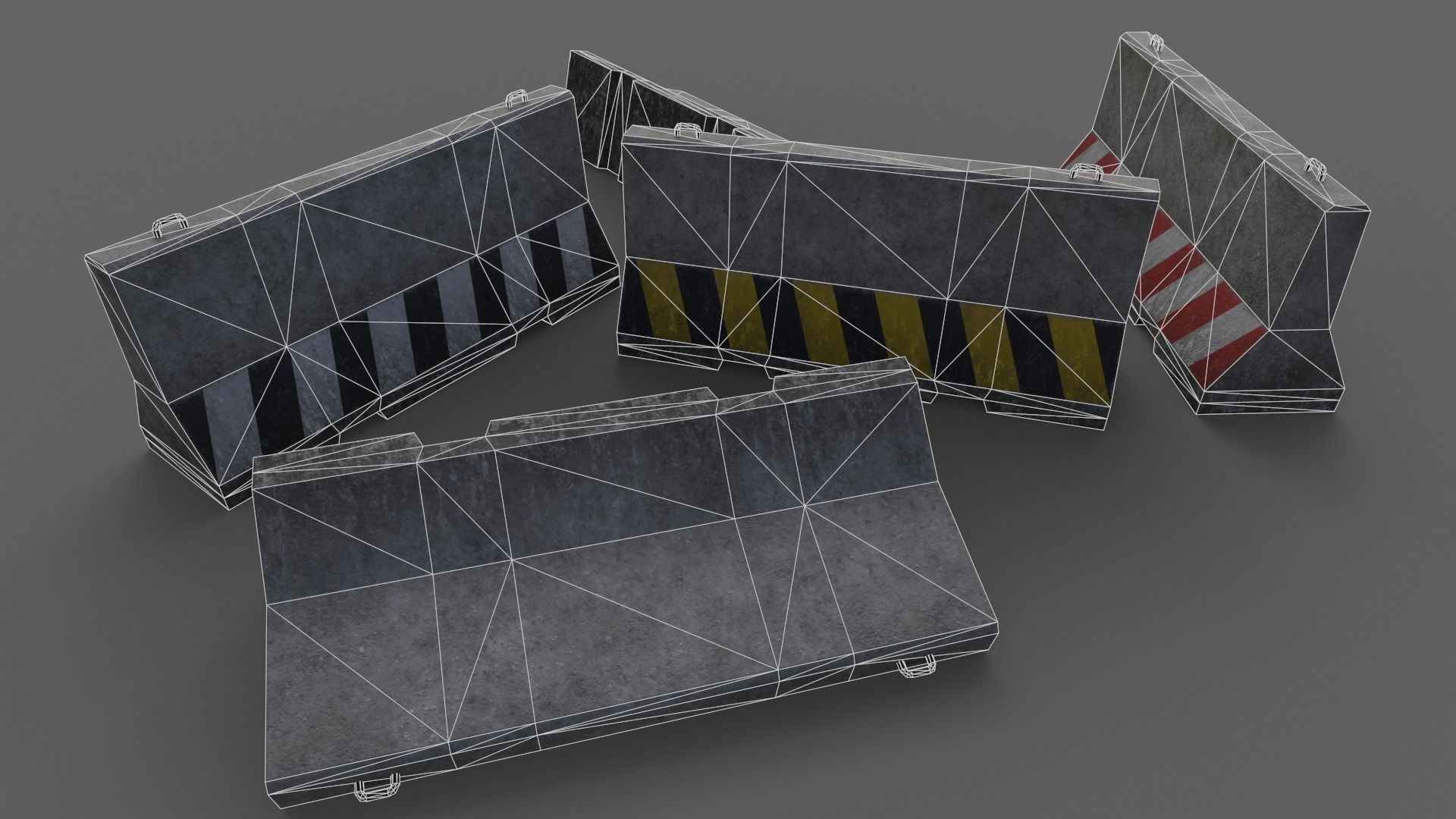 PBR Concrete Barrier V3 Low-poly 3D model_16