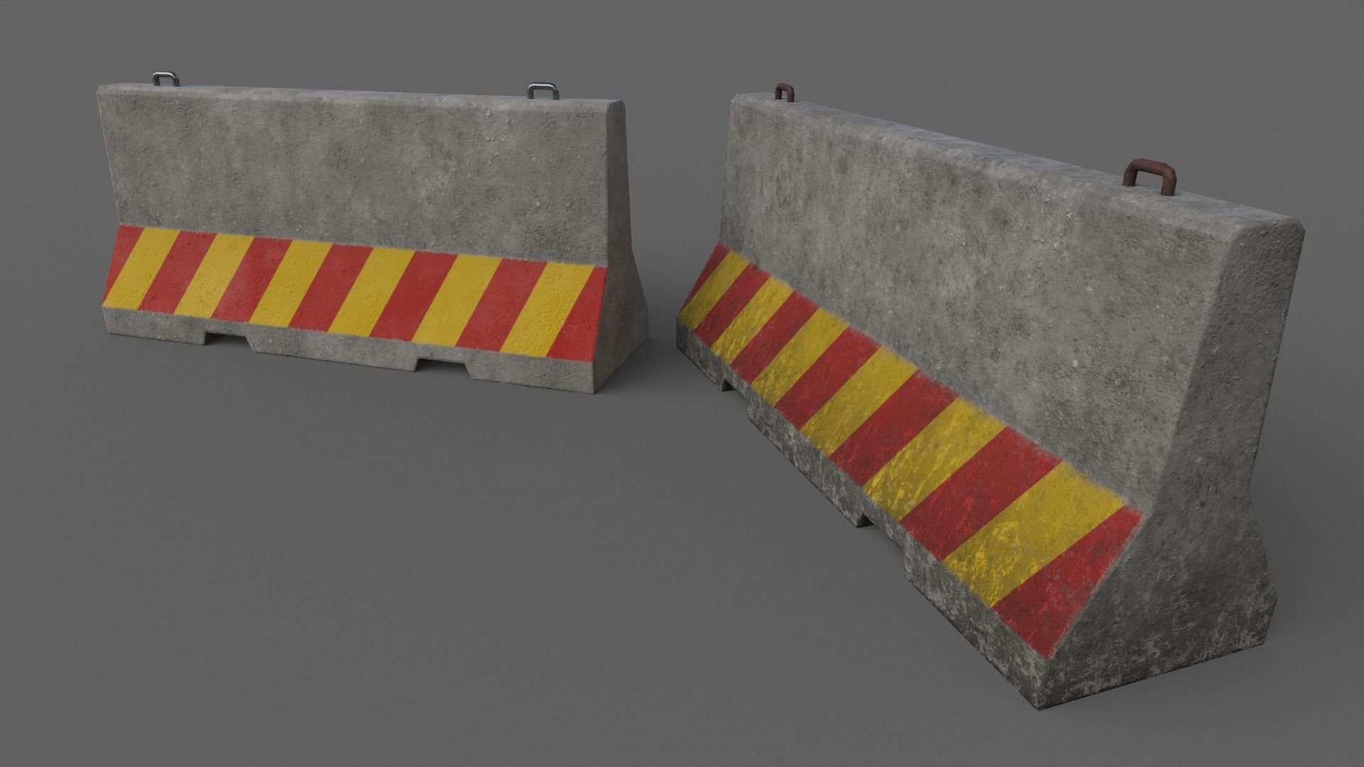 PBR Concrete Barrier V3 Low-poly 3D model_5