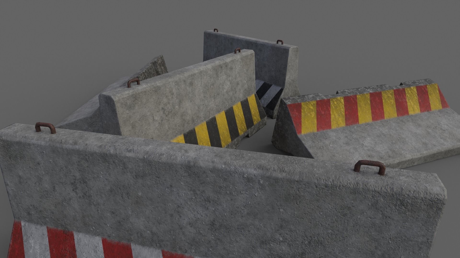 PBR Concrete Barrier V3 Low-poly 3D model_13