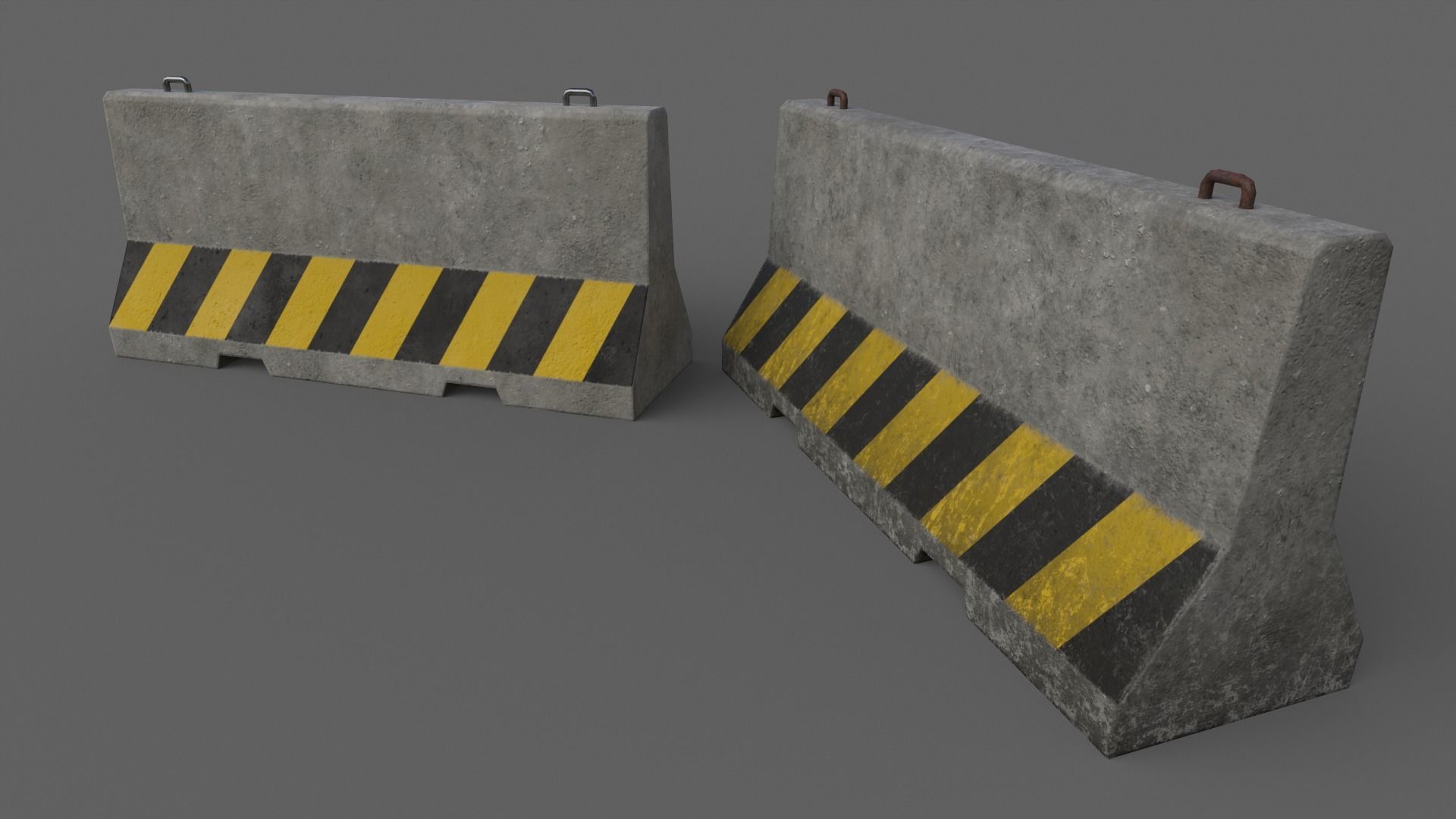 PBR Concrete Barrier V3 Low-poly 3D model_3