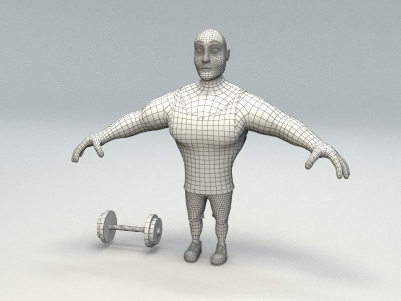 cartoon bodybuilder Low-poly 3D model_17