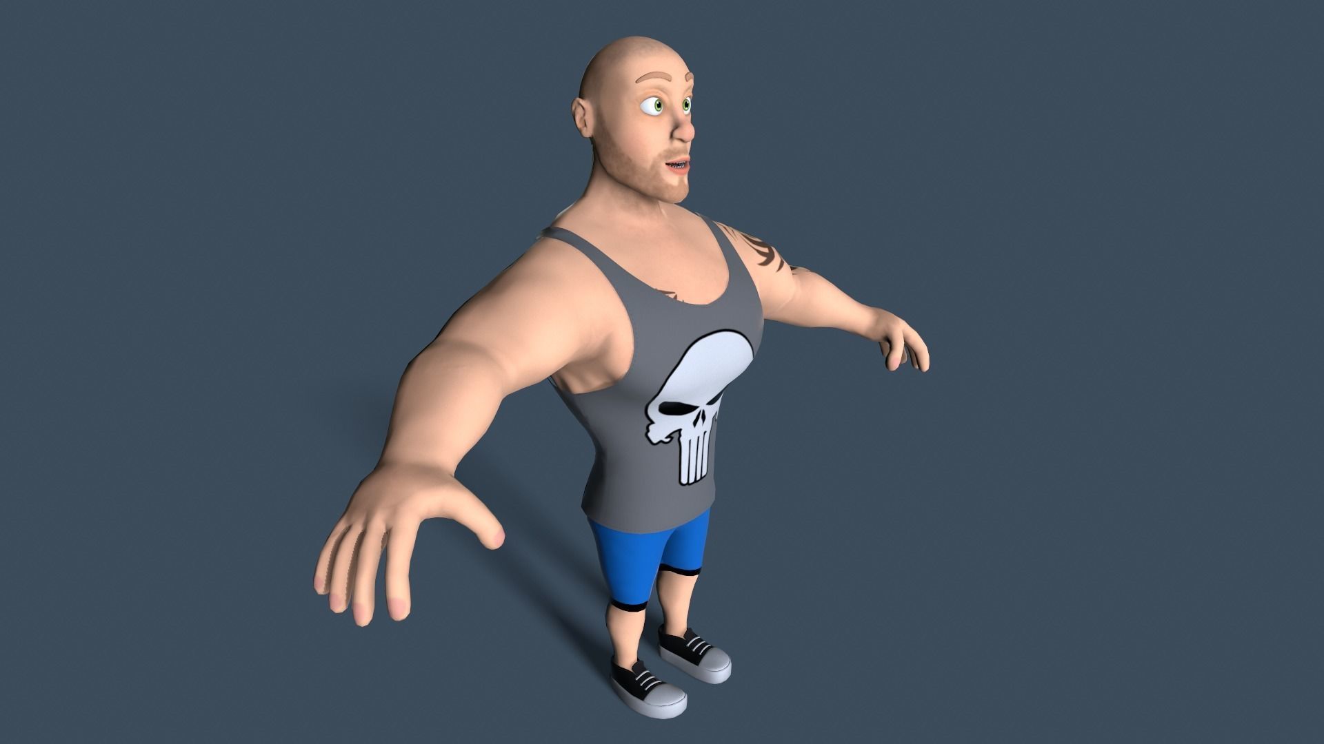 cartoon bodybuilder Low-poly 3D model_9