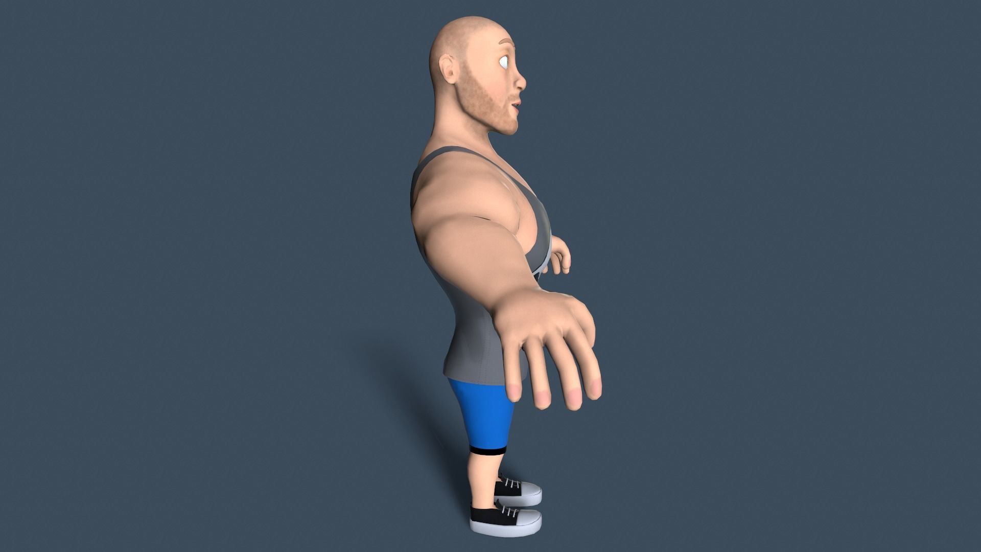 cartoon bodybuilder Low-poly 3D model_10