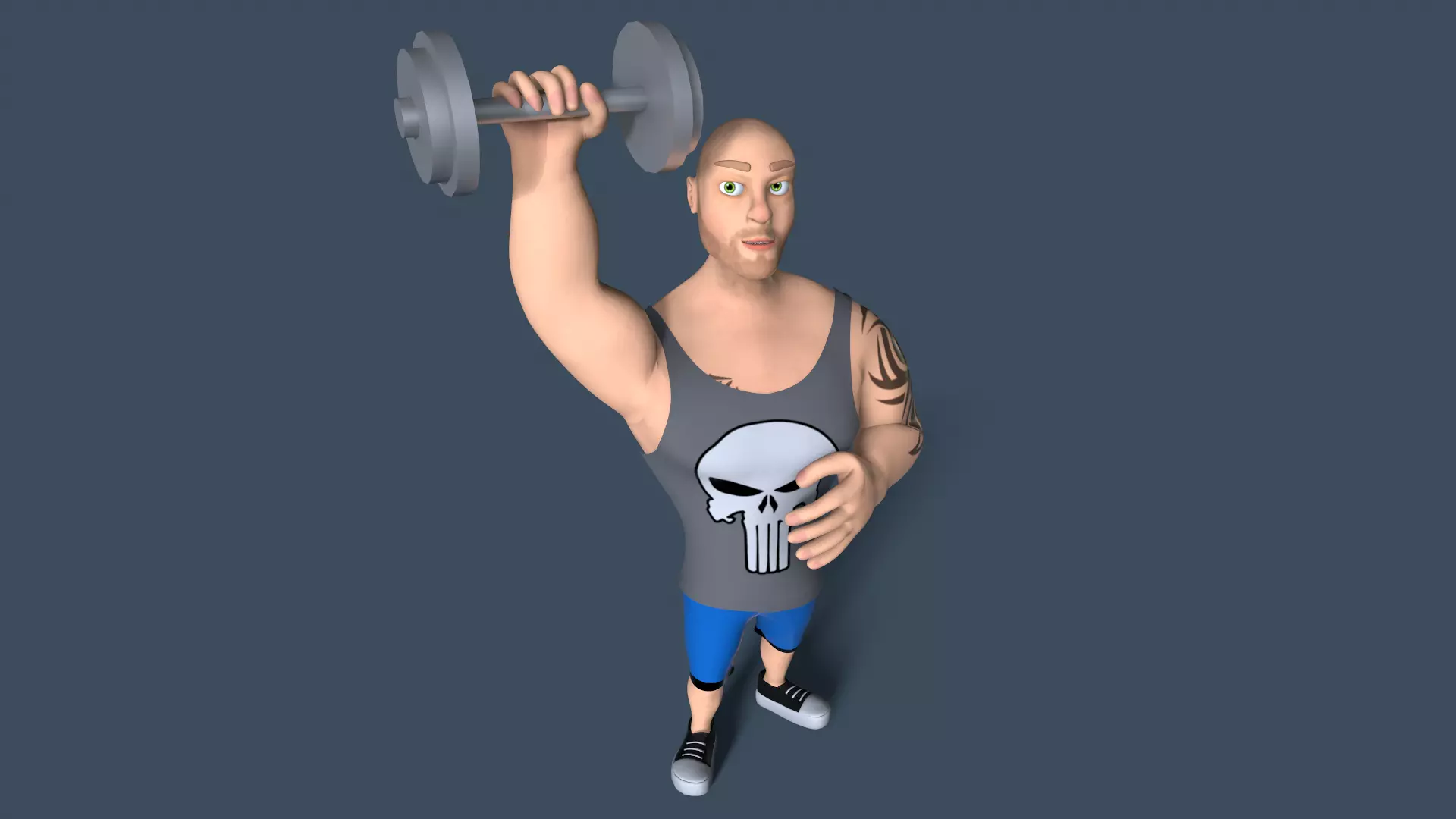 cartoon bodybuilder Low-poly 3D model_0