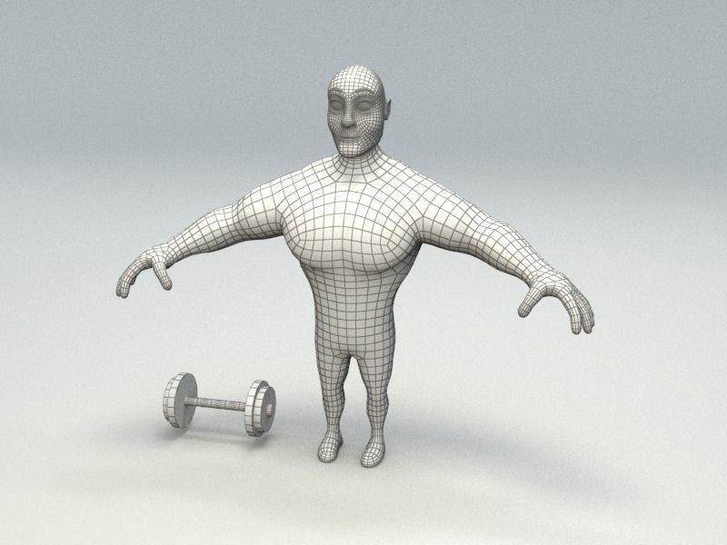 cartoon bodybuilder Low-poly 3D model_19