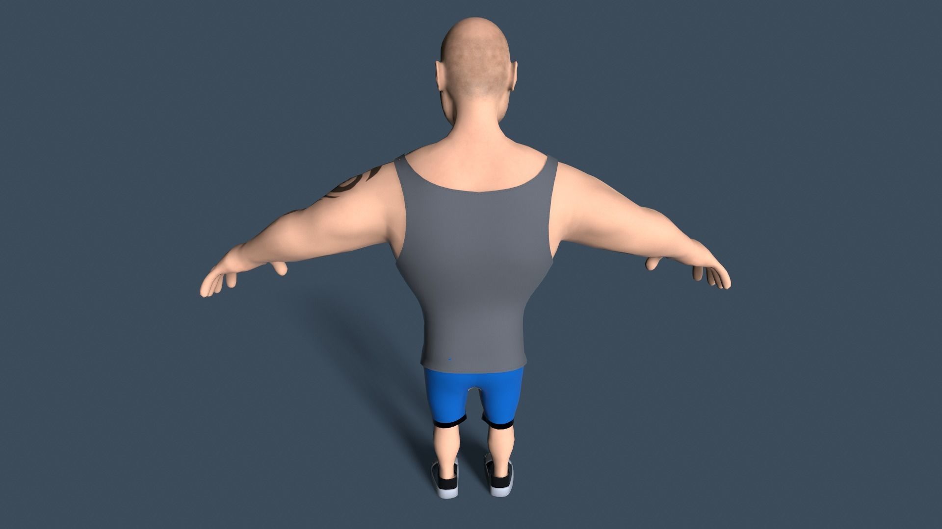 cartoon bodybuilder Low-poly 3D model_12