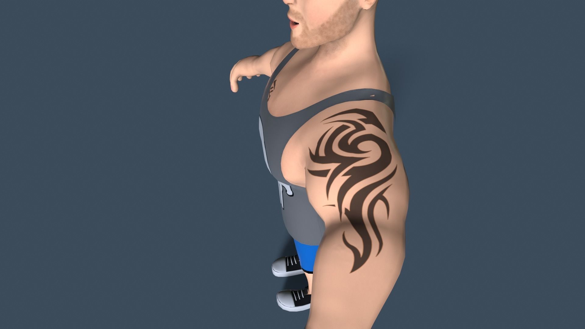cartoon bodybuilder Low-poly 3D model_6