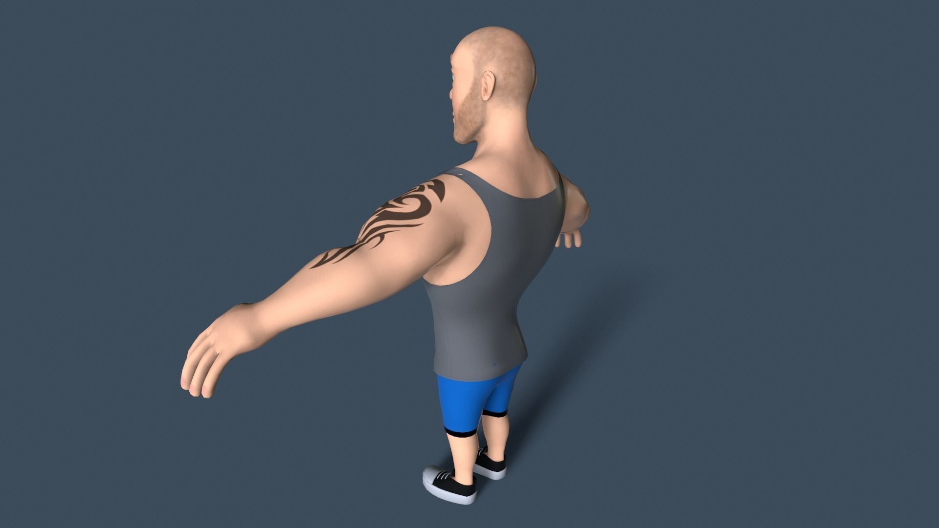 cartoon bodybuilder Low-poly 3D model_7