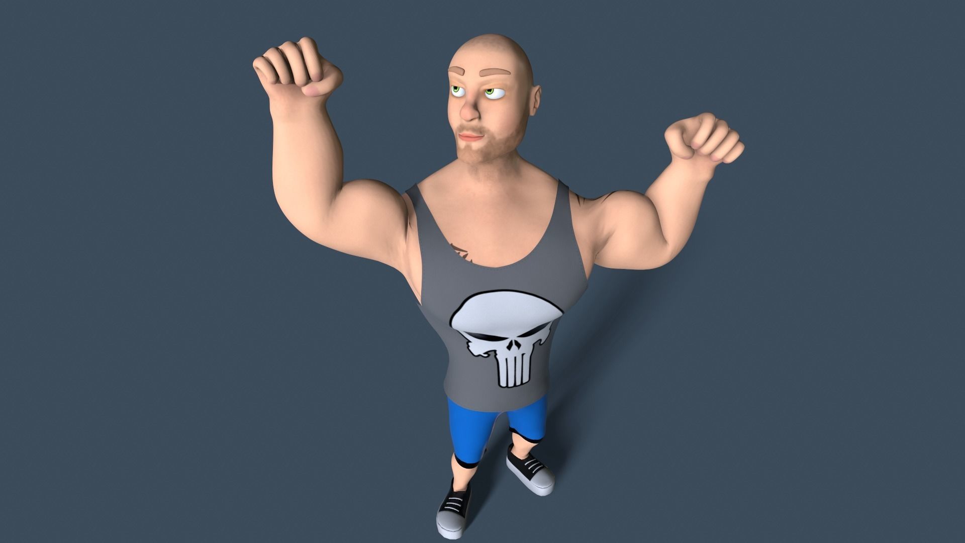 cartoon bodybuilder Low-poly 3D model_2