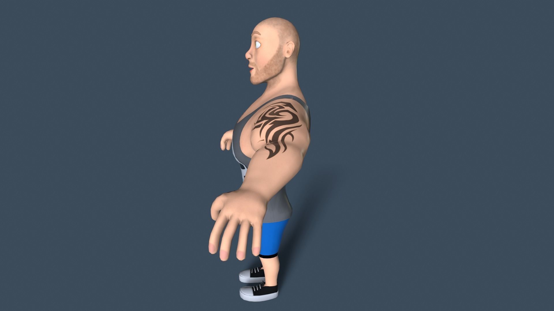 cartoon bodybuilder Low-poly 3D model_5