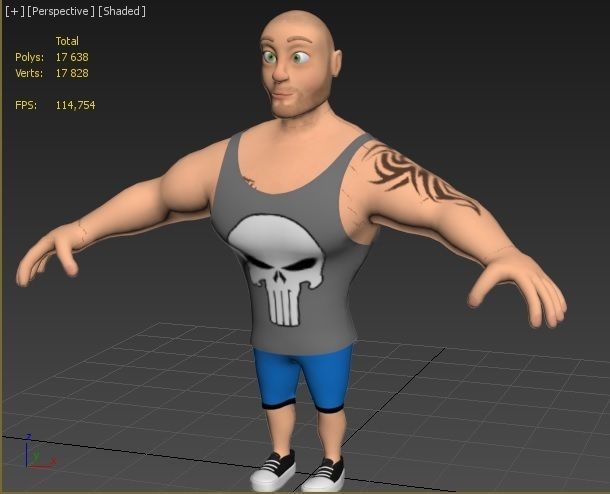 cartoon bodybuilder Low-poly 3D model_14