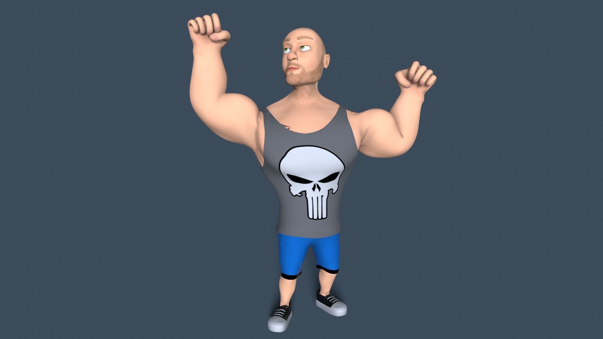 cartoon bodybuilder Low-poly 3D model_3