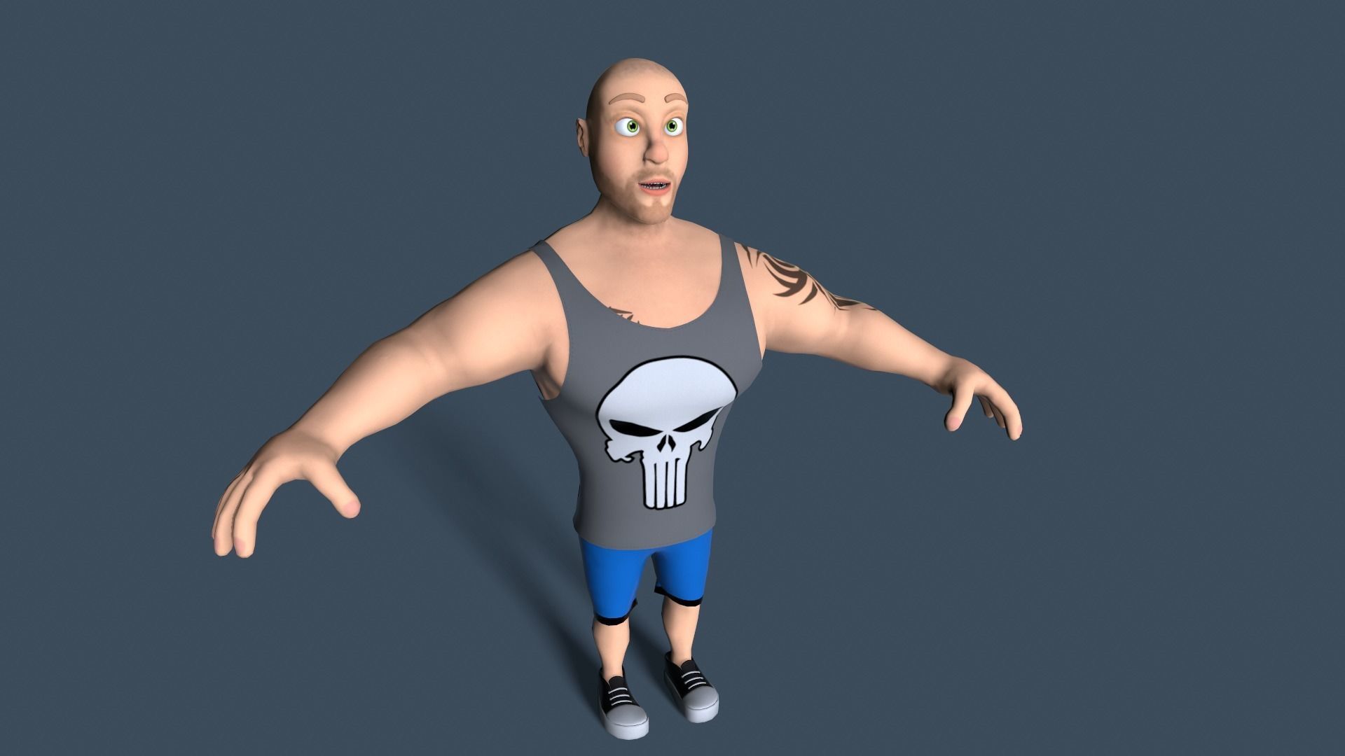 cartoon bodybuilder Low-poly 3D model_8