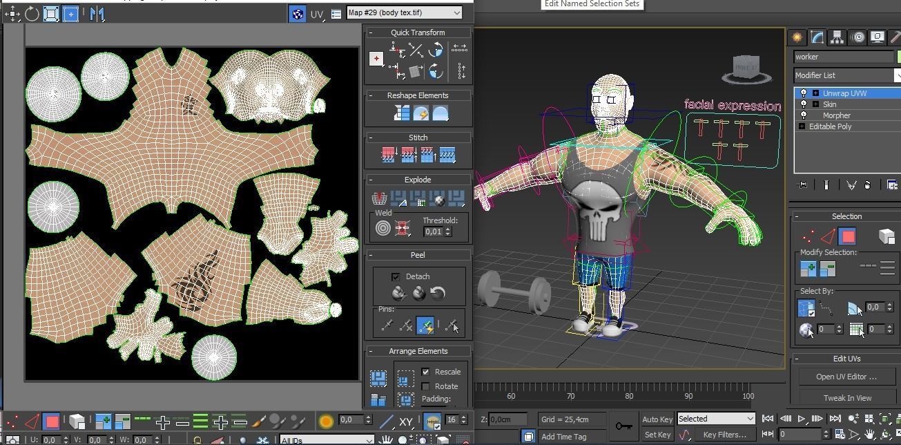 cartoon bodybuilder Low-poly 3D model_16