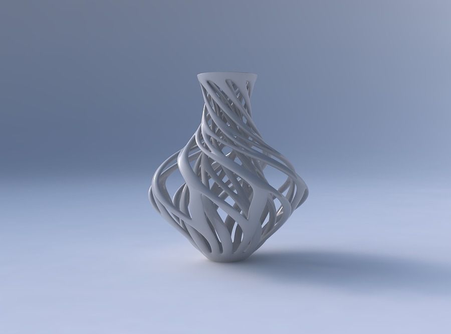Vase flared with twisted inner and wide outer lines twisted 3D print model_4