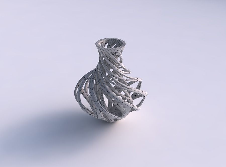Vase flared with twisted inner and wide outer lines twisted 3D print model_5