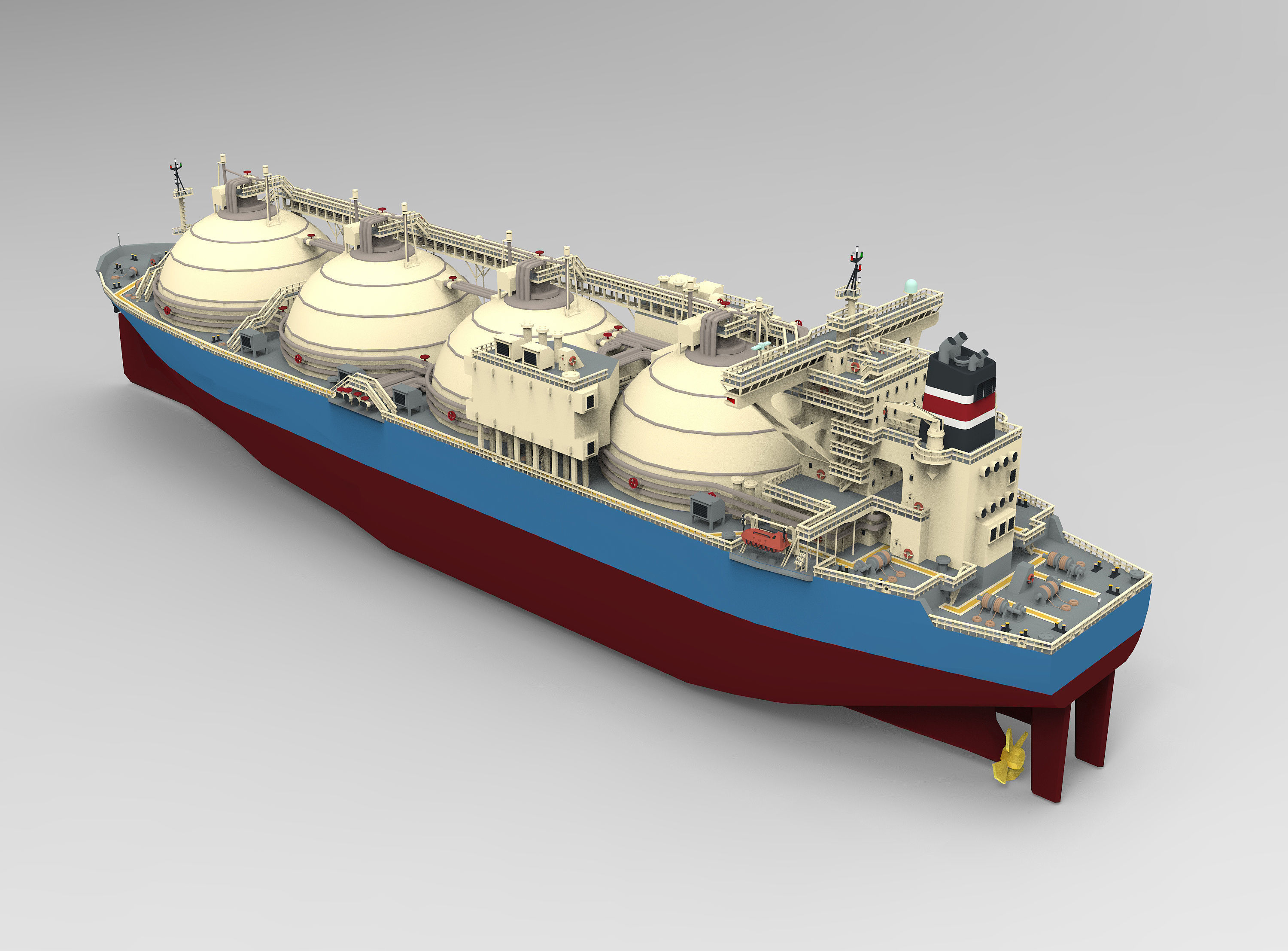 LNG Gas Carrier Low-poly Low-poly 3D model_1