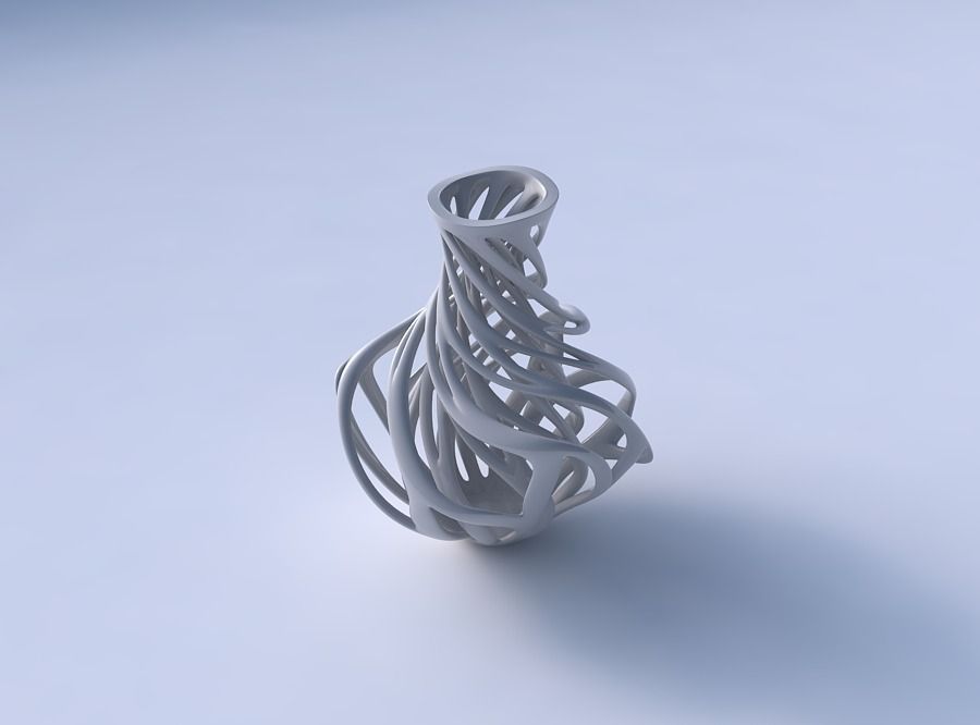 Vase flared with twisted inner and wide outer lines twisted wavy 3D print model_3