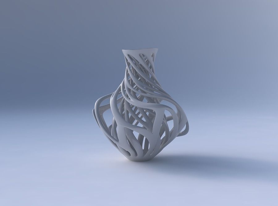 Vase flared with twisted inner and wide outer lines twisted wavy 3D print model_4