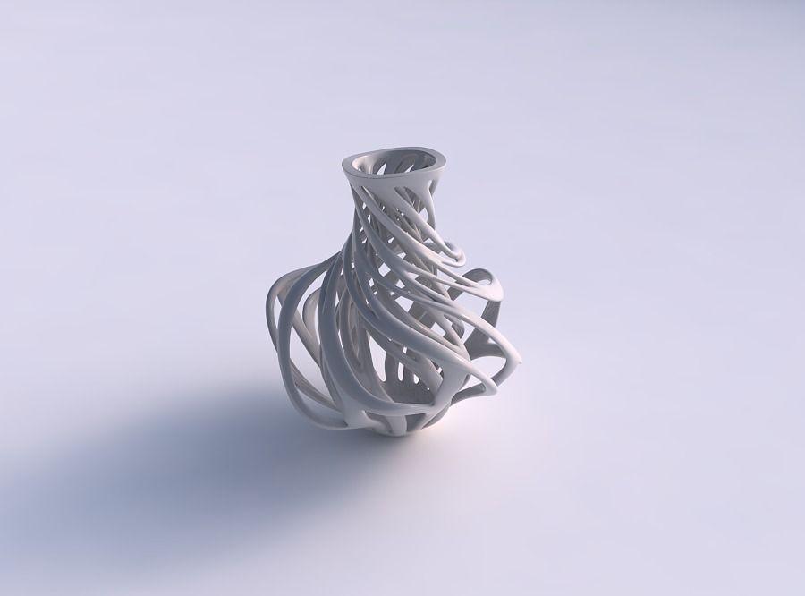 Vase flared with twisted inner and wide outer lines twisted wavy 3D print model_0
