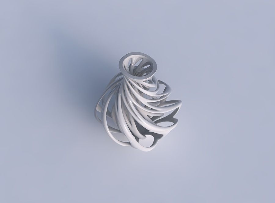 Vase flared with twisted inner and wide outer lines twisted wavy 3D print model_1