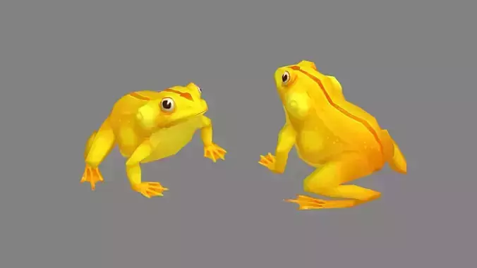 Cartoon golden frog Low-poly 3D model