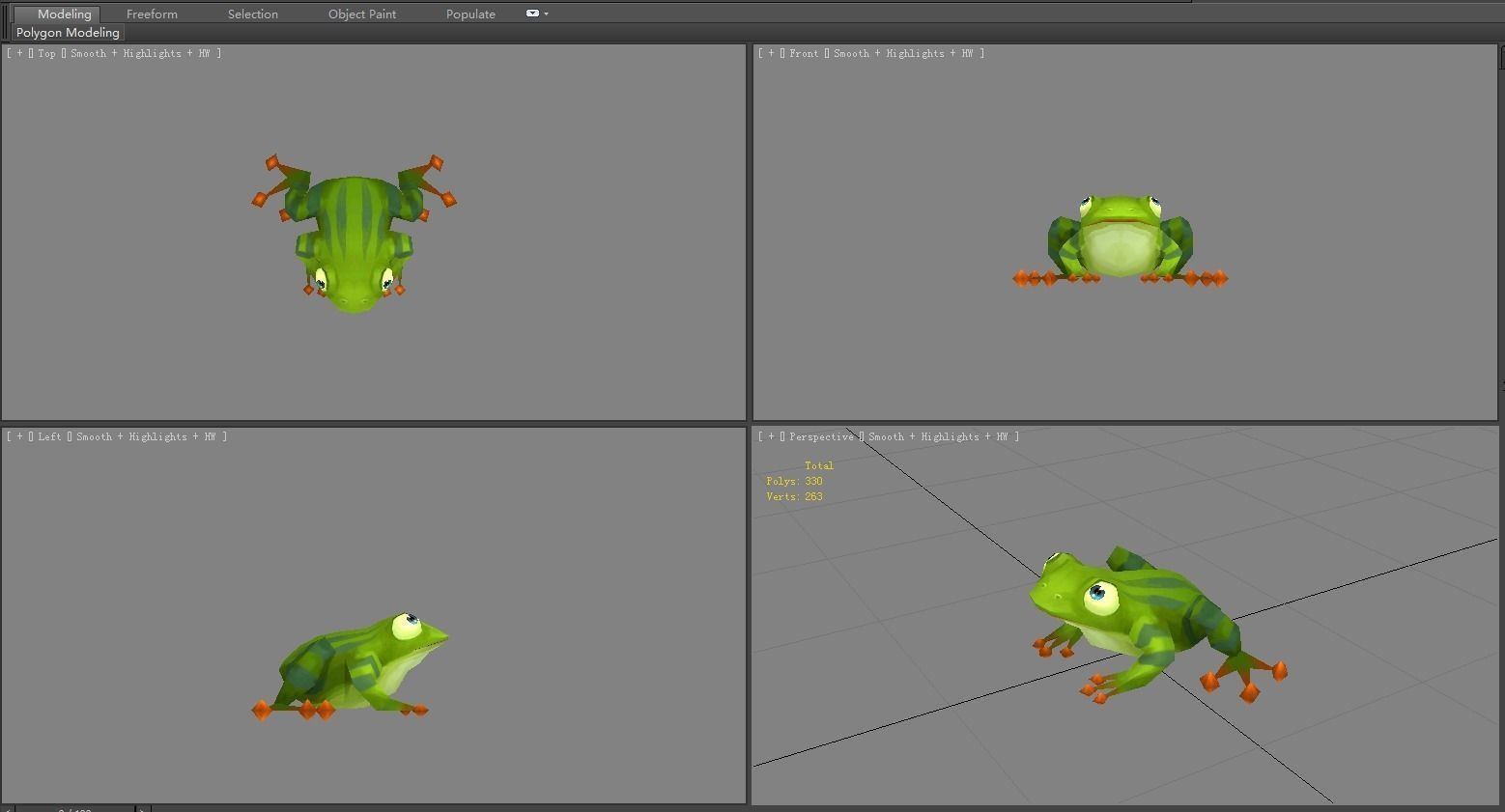 Cartoon tree frog Low-poly 3D model_4
