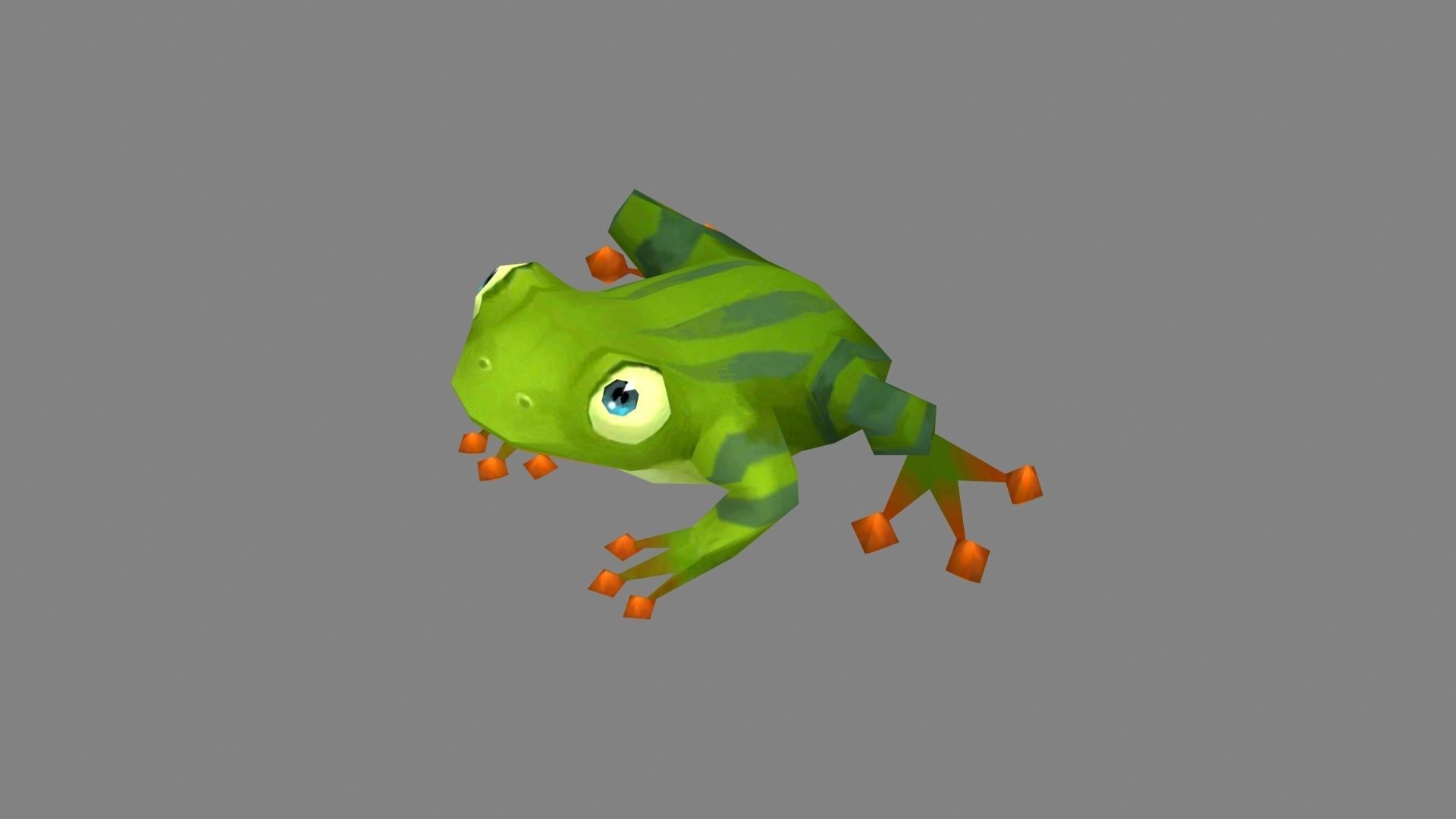 Cartoon tree frog Low-poly 3D model_1