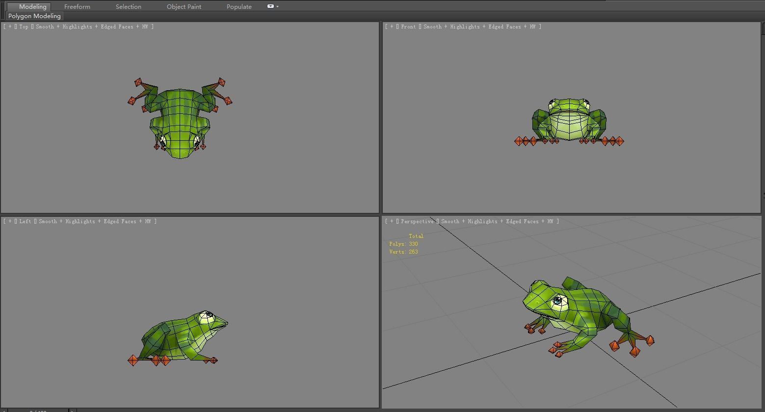 Cartoon tree frog Low-poly 3D model_5