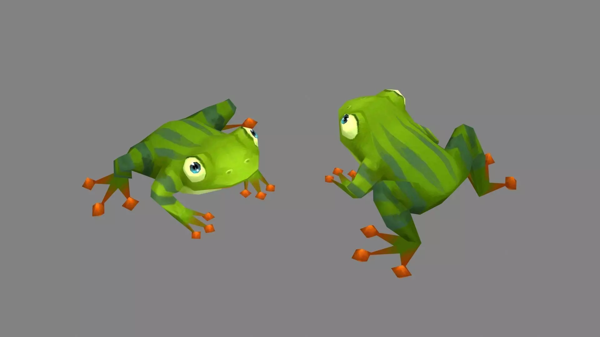 Cartoon tree frog Low-poly 3D model_0
