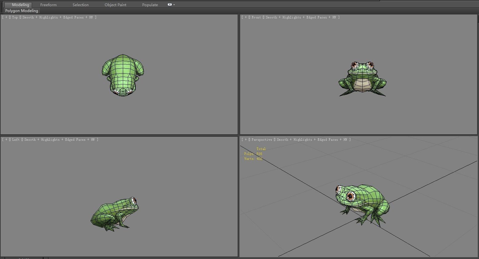 Cartoon field frog Low-poly 3D model_5