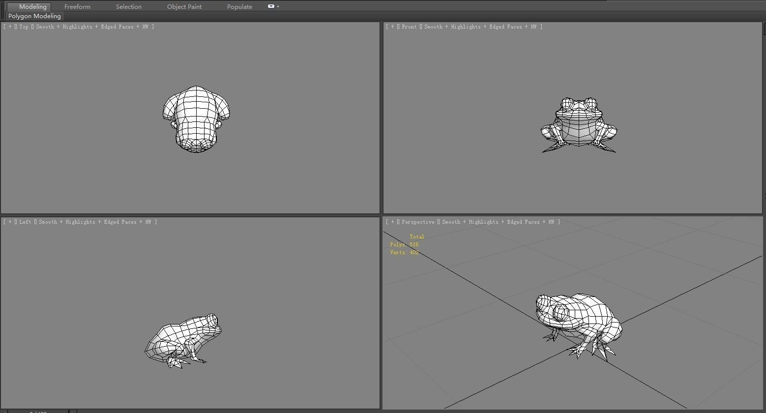 Cartoon field frog Low-poly 3D model_6
