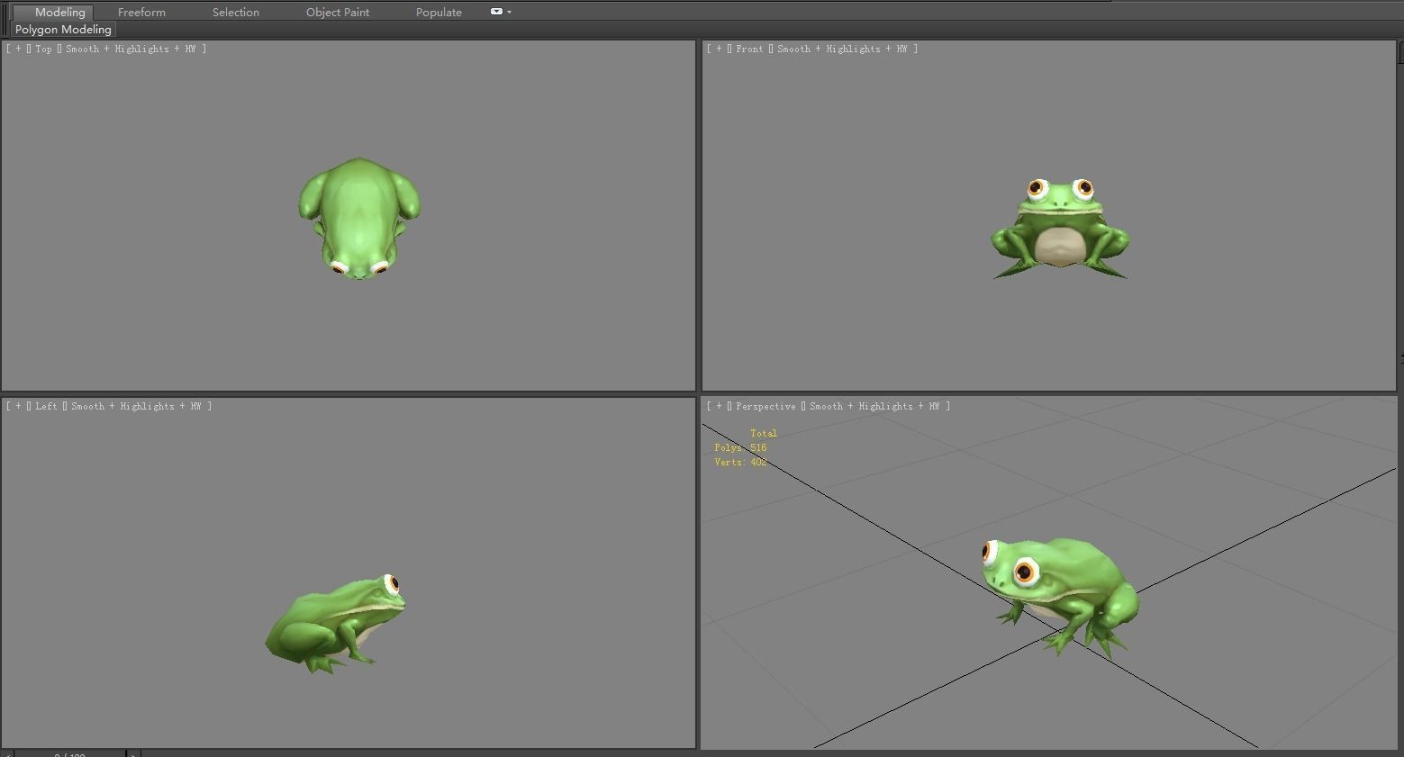 Cartoon field frog Low-poly 3D model_4