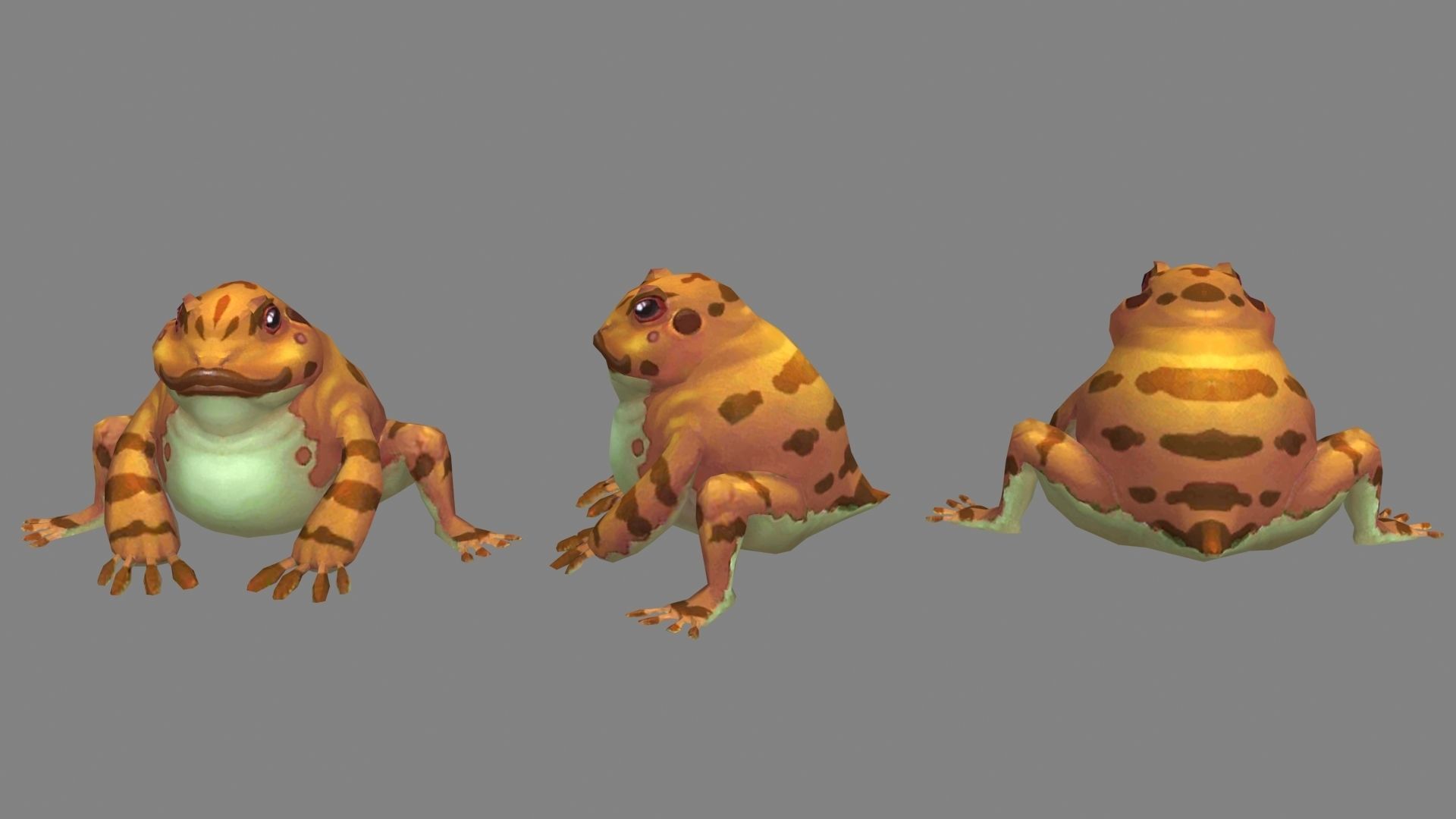 Cartoon Frog  - Fire Frog Low-poly 3D model_2