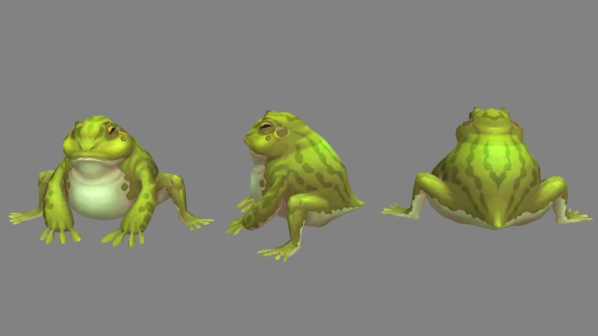 Cartoon Frog  - Fire Frog Low-poly 3D model_1