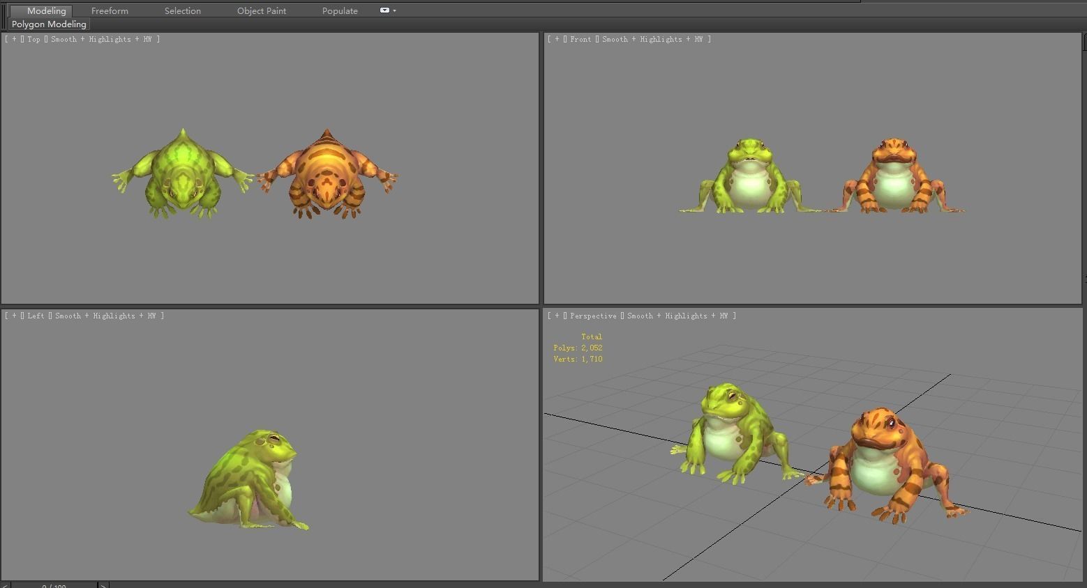 Cartoon Frog  - Fire Frog Low-poly 3D model_3