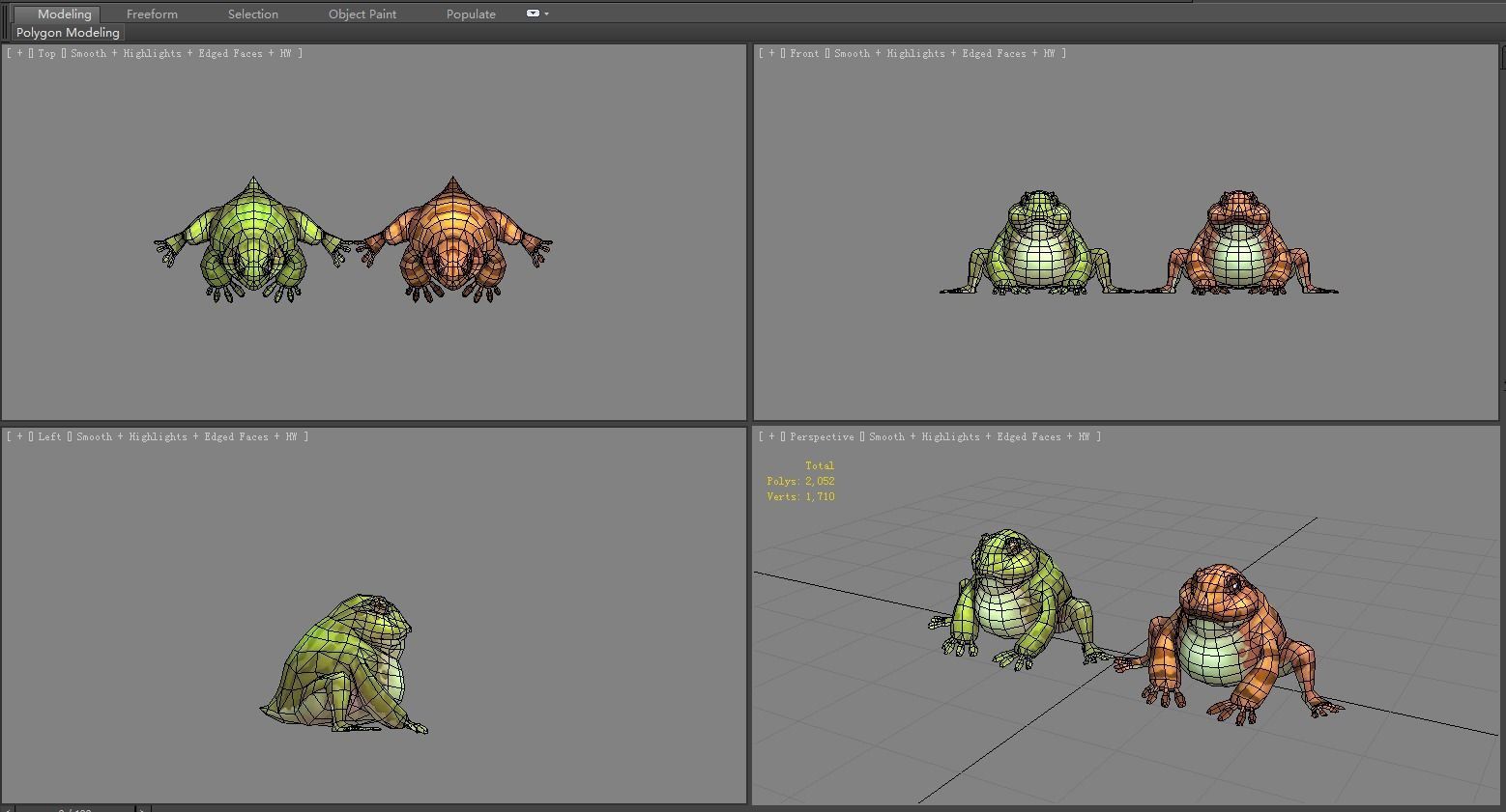 Cartoon Frog  - Fire Frog Low-poly 3D model_4