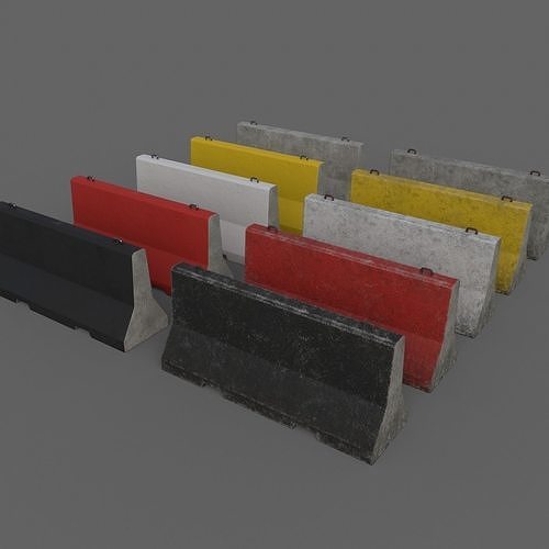 PBR Concrete Barrier V5 Low-poly 3D model