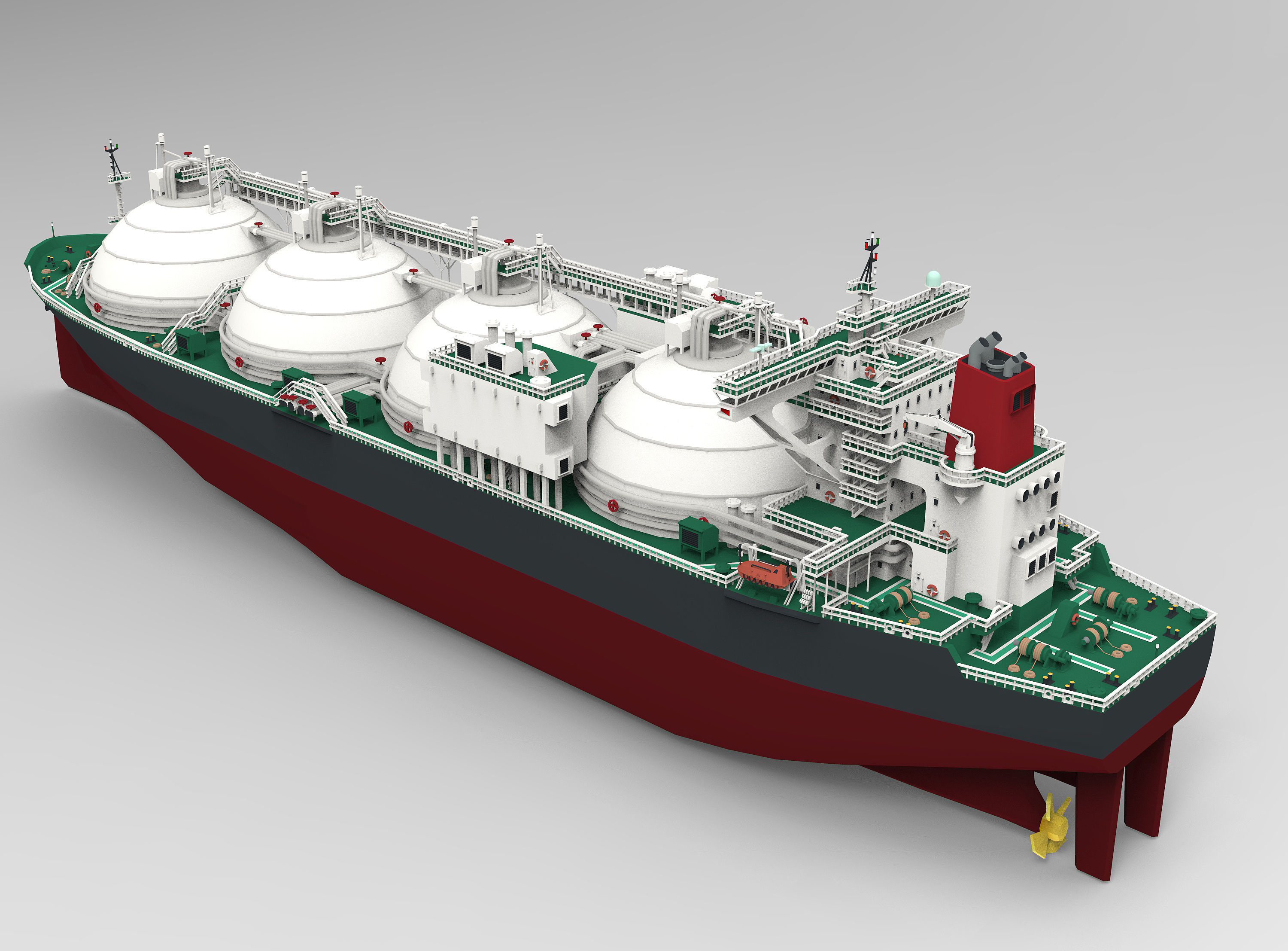 LNG Gas Carrier Low-poly Low-poly 3D model_1