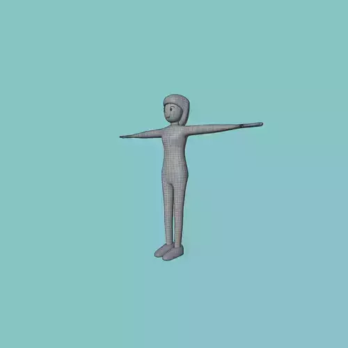 3d cartoon character of a black haired girl 