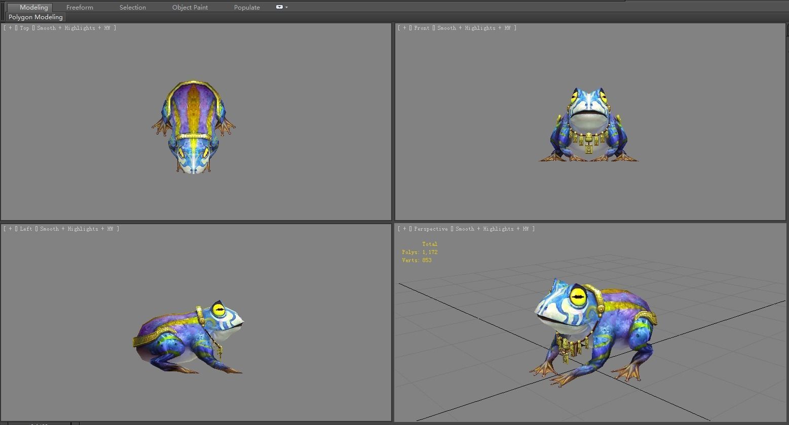 Cartoon mutant frog Low-poly 3D model_4