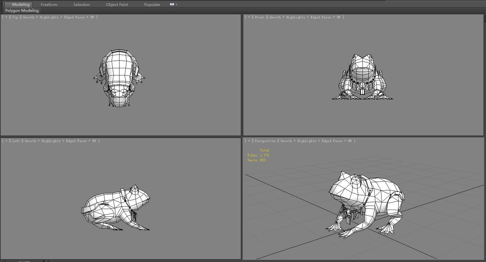 Cartoon mutant frog Low-poly 3D model_6