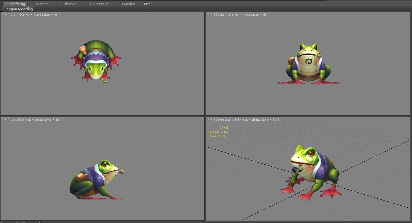 Smoking frog monster Low-poly 3D model_4